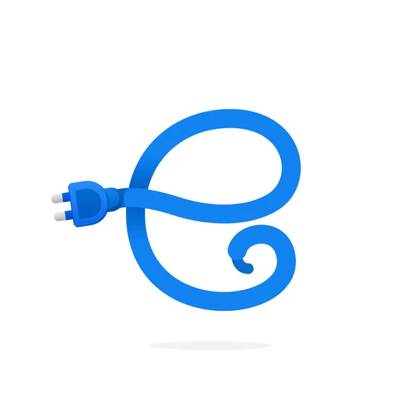 Logo huruf E yang dibentuk oleh kabel steker . - Stok Vektor