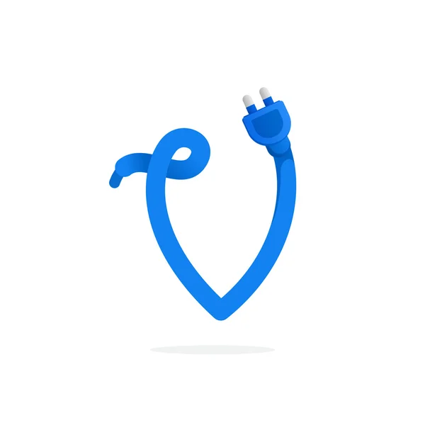 プラグ ケーブルによって形成される V 文字ロゴ. — ストックベクタ