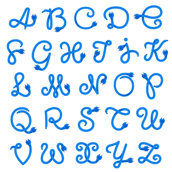 Λογότυπο γράμματα αλφάβητο που σχηματίζεται από το βύσμα του καλωδίου. — Διανυσματικό Αρχείο