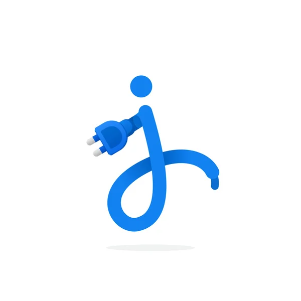 プラグ ケーブルによって形成された J 文字ロゴ. — ストックベクタ