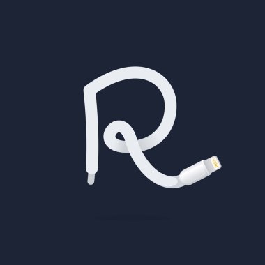 R harfi logo yıldırım kablo ile kurulan.