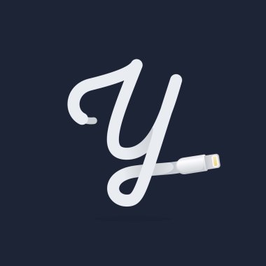 Y harfi logo yıldırım kablo ile kurulan.