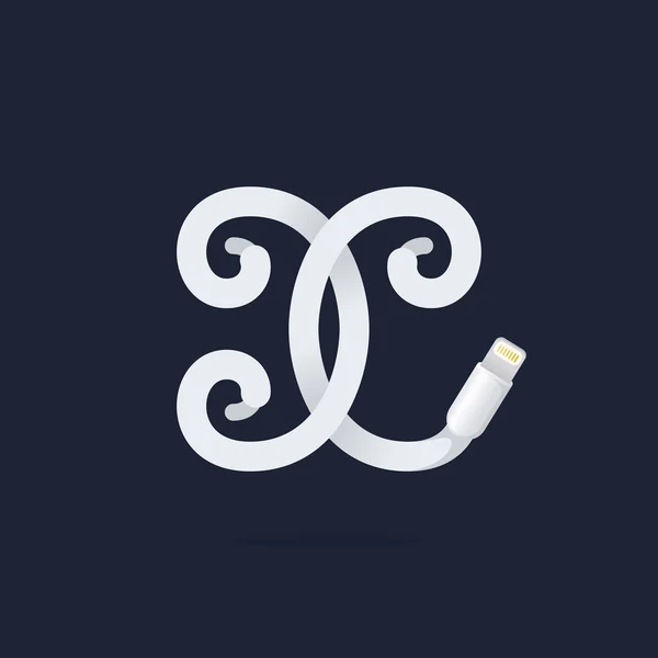 X-brev logotyp bildas av lightning kabel. — Stock vektor