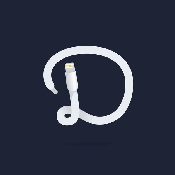 D brief logo gevormd door lightning kabel. — Stockvector