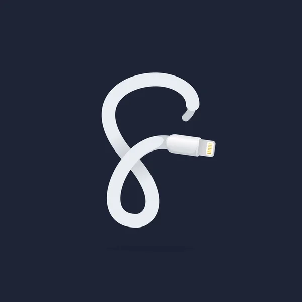 F brief logo gevormd door lightning kabel. — Stockvector