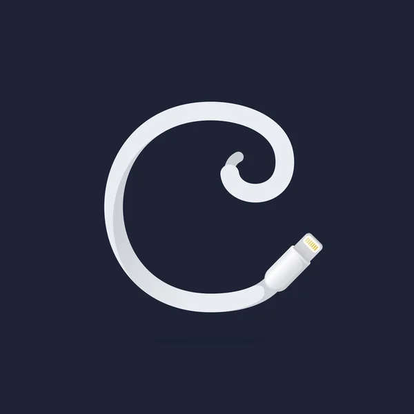 C brief logo gevormd door lightning kabel. — Stockvector