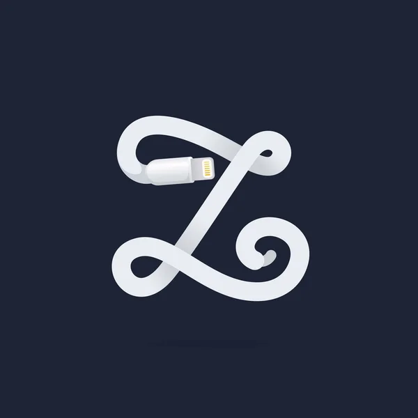 Λογότυπο γράμμα Z σχηματίζεται από καλώδιο lightning. — Διανυσματικό Αρχείο