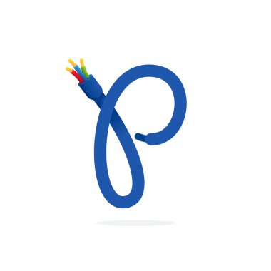 Elektrik kablosu ile kurulan P harfi logosu.