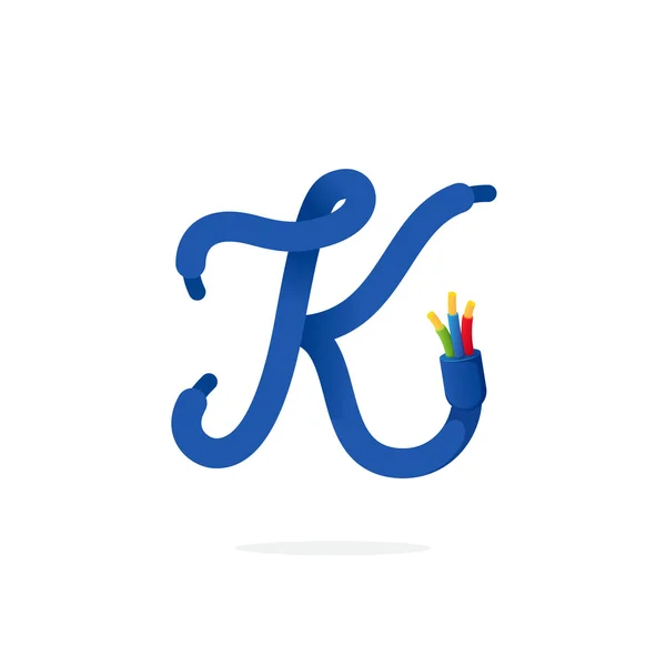K logotipo carta formada por cabo elétrico . — Vetor de Stock