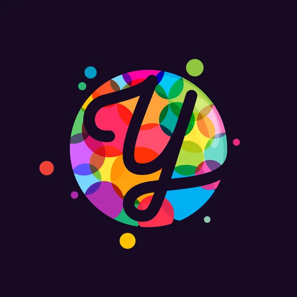 Y-kirjaimen logo mosaiikkimallilla . — vektorikuva