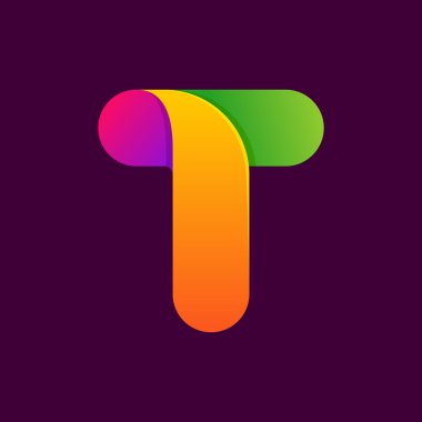 T harfi bir satır renkli logo. 