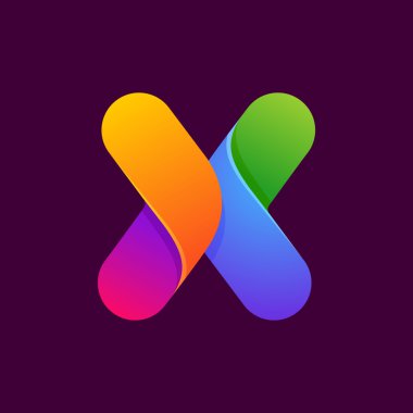 X harfi bir satır renkli logo. 