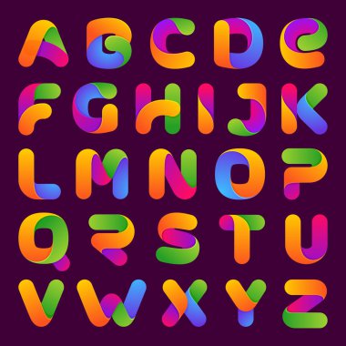 Colorful one line letters set. clipart
