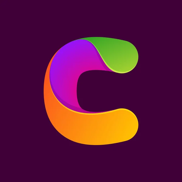 C letra una línea colorido logotipo . — Vector de stock