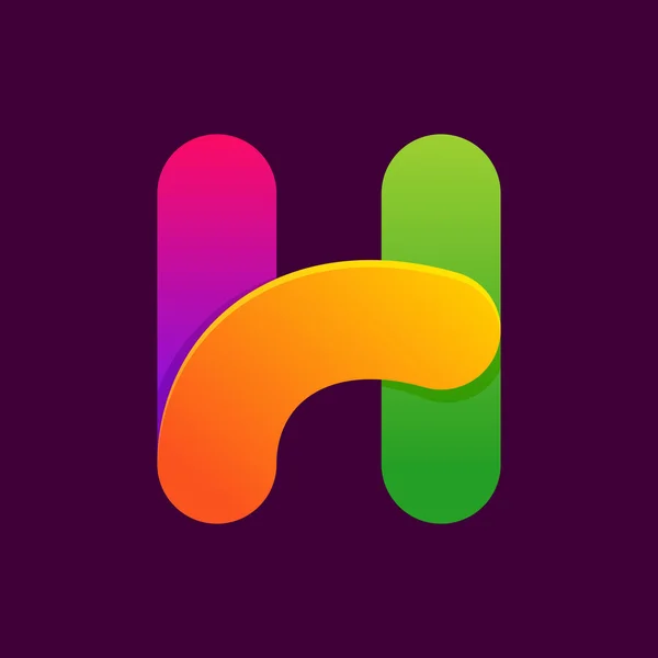 H lettre une ligne logo coloré . — Image vectorielle