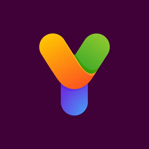 Y letra una línea colorido logotipo . — Vector de stock