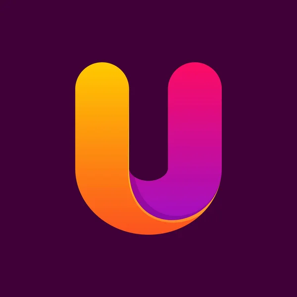 U letra una línea colorido logotipo . — Vector de stock