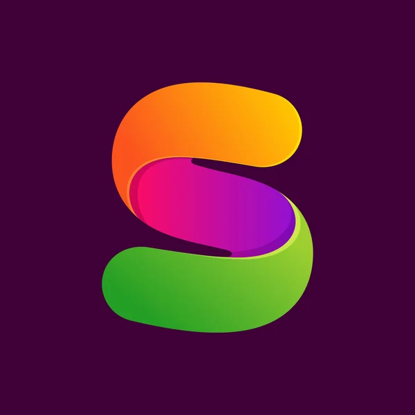 S letra una línea colorido logotipo . — Vector de stock