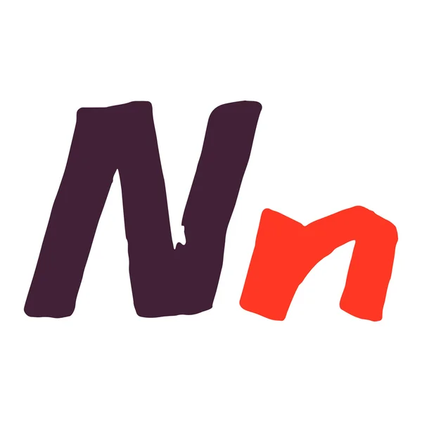 Логотип буквы N нарисован кистью . — стоковый вектор