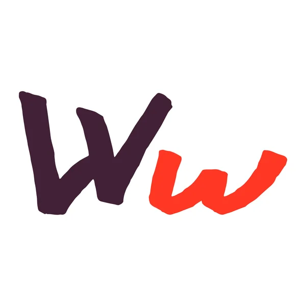 Bir fırça ile boyalı W harfi logosu. — Stok Vektör