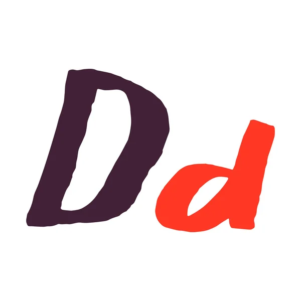D brev logotyp målad med pensel. — Stock vektor