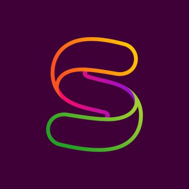 S harfi bir satır neon renkli logo. 