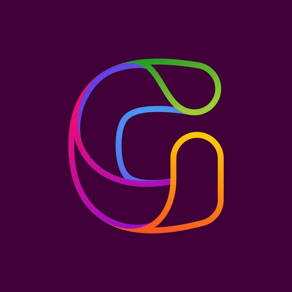 G lettre une ligne néon logo coloré . — Image vectorielle