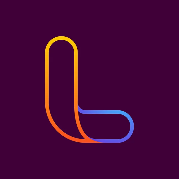 L brief één lijn neon kleurrijke logo. — Stockvector