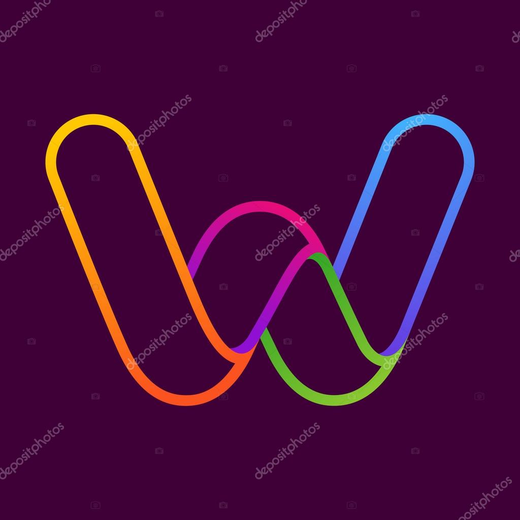 W letter one line neon colorful logo. Stock Vector Image by ©kaer ...