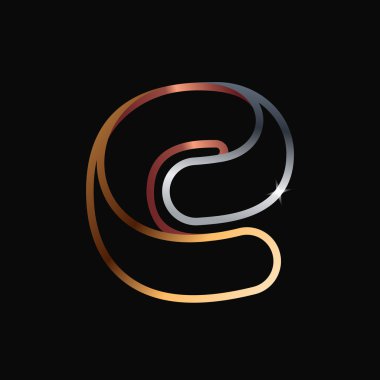 E harfi bir satır altın logosu. 