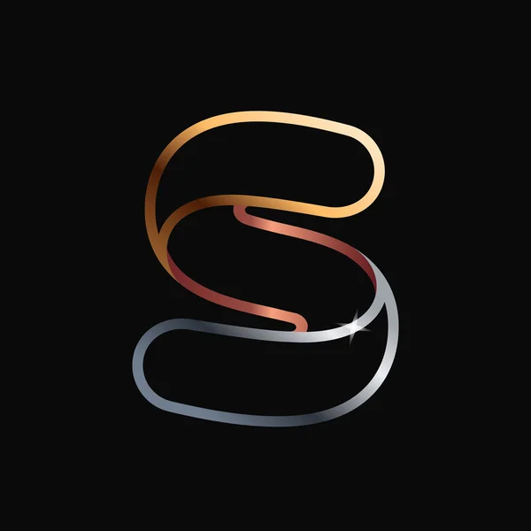 S letter one line goldenes Logo. — Stockvektor