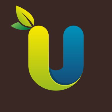 U harfi logo yeşil yaprakları ile.