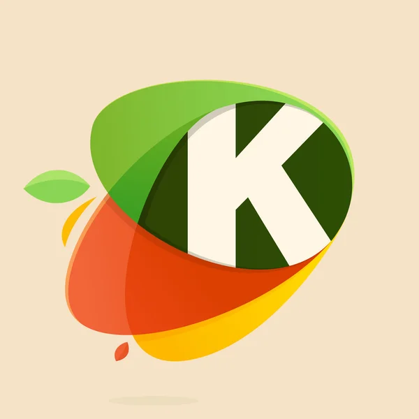 ตัวอักษร K ที่มีรูปร่างอาหารเพื่อสุขภาพ . — ภาพเวกเตอร์สต็อก
