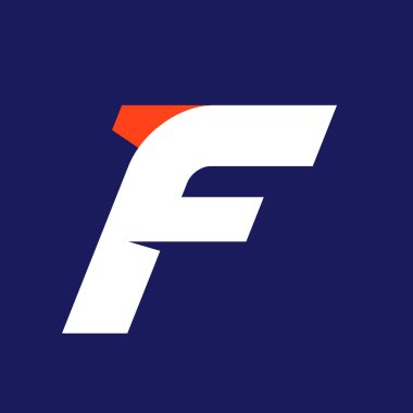 F harfi spor logo tasarım şablonu.