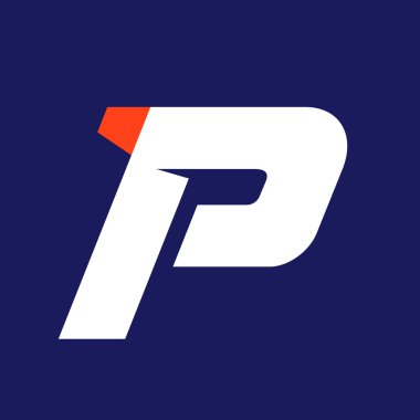 P harfi spor logo tasarım şablonu.