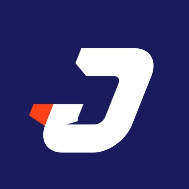 J harfi spor logo tasarım şablonu.