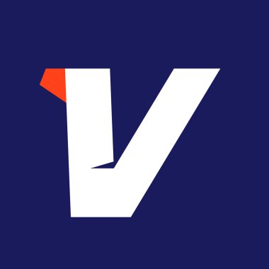 V harfi spor logo tasarım şablonu.