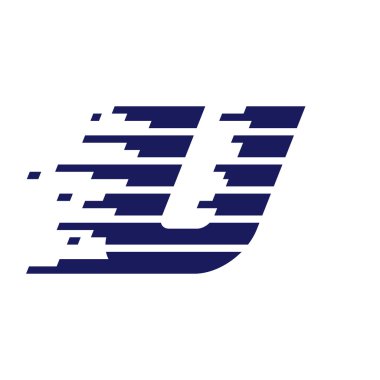 U harfi logo hızlı hızlı çizgilerle.