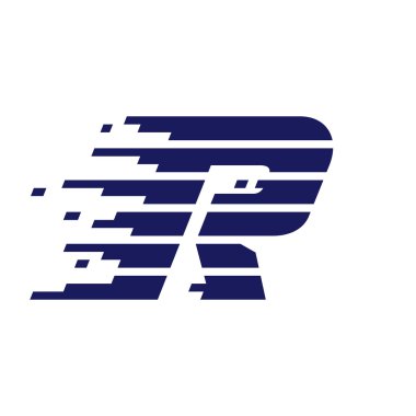 R harfi logo hızlı hızlı çizgilerle.