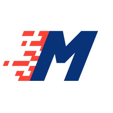 M harfi ile soyut damalı bayrak