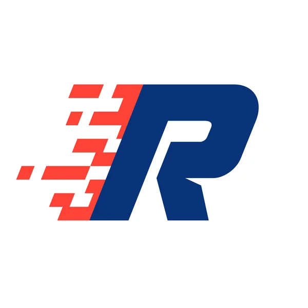 R-bokstav med abstrakt, rutet flagg – stockvektor