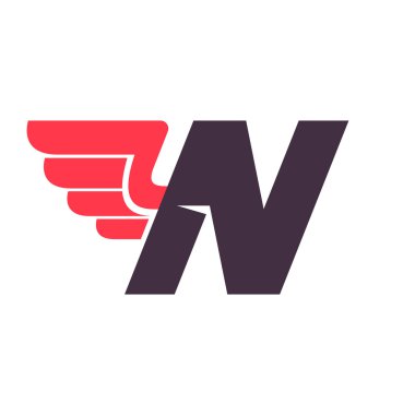 N harfi ile kanat logo tasarım şablonu.