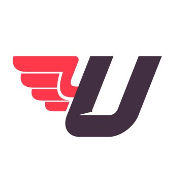 U harfi ile kanat logo tasarım şablonu.