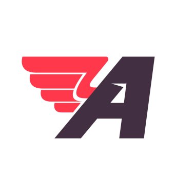Harf A ile kanat logo tasarım şablonu.