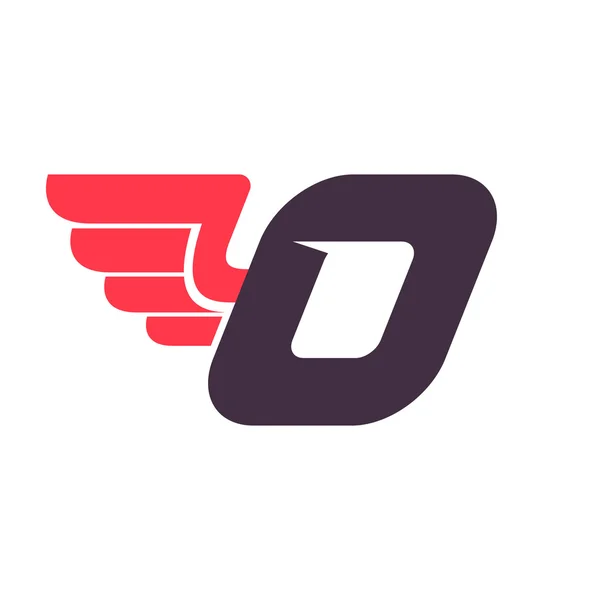 O letra con la plantilla de diseño del logotipo del ala . — Vector de stock