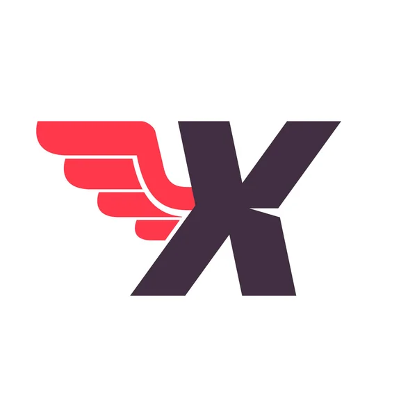 X carta con plantilla de diseño de logotipo de ala . — Vector de stock