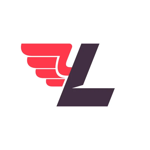 L brief met vleugel logo ontwerpsjabloon. — Stockvector