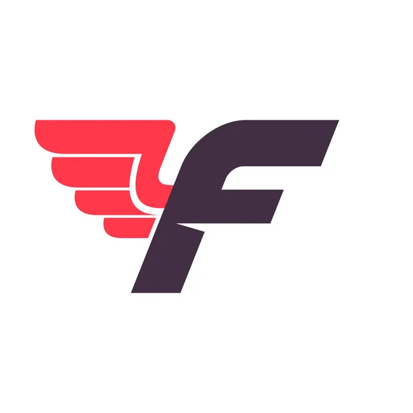 F carta con la plantilla de diseño del logotipo del ala . — Vector de stock