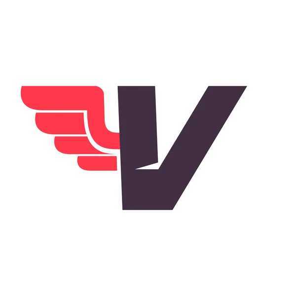 V harfi ile kanat logo tasarım şablonu. — Stok Vektör
