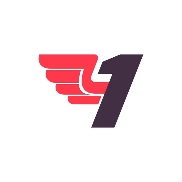 Логотип номер один. Номер з крилом . — стоковий вектор